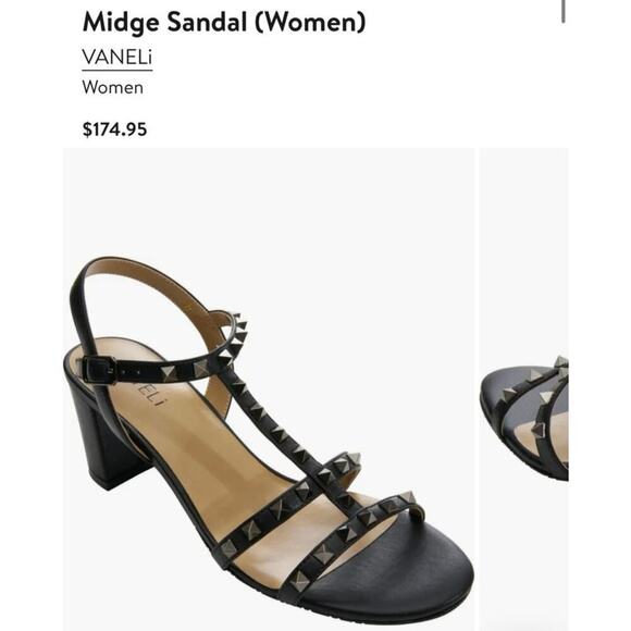 Vaneli Rockstud Heels studded strappy sandals NEW Midge black leather $175 - Picture 3 of 13